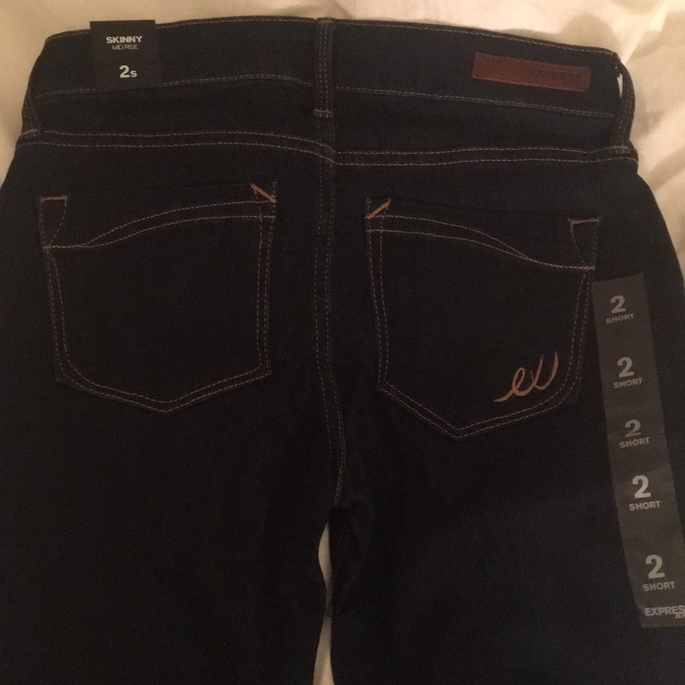Express Dark, mid rise skinny jeans 2Short